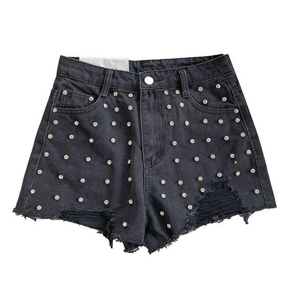 Mūsdienīgi īsi džinsi ar cilpām un augstu vidukli