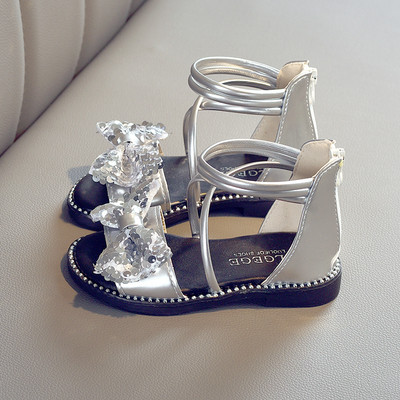 Sandale pentru copii pentru fete cu panglica lucioasa