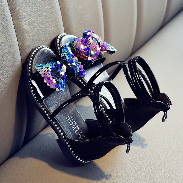 Sandale pentru copii pentru fete cu panglica lucioasa