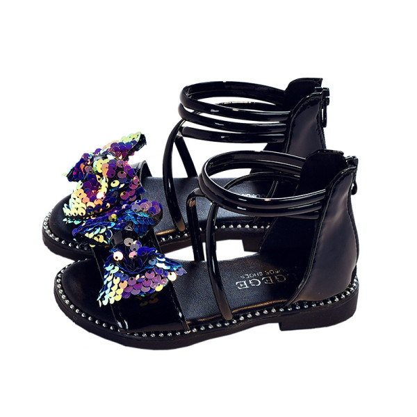 Sandale pentru copii pentru fete cu panglica lucioasa