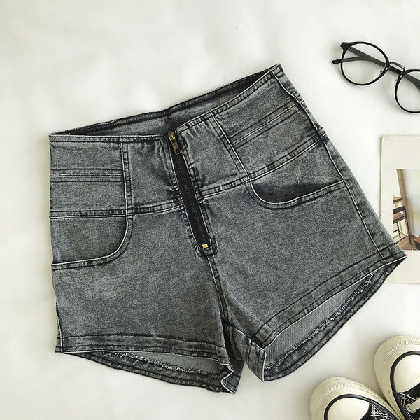 Pantaloni scurți moderni cu fermoar și talie înaltă