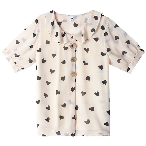 Bēšs sieviešu krekls ar sirsniņu apdruku