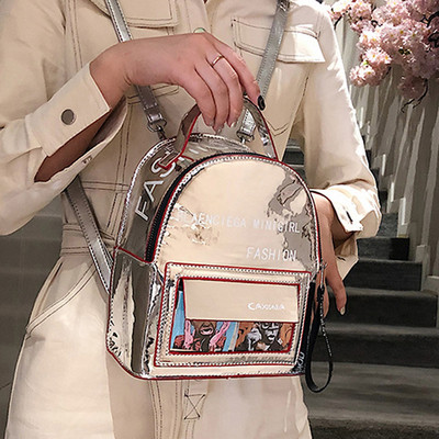 Rucsac de damă la zi, cu inscripții și buzunar