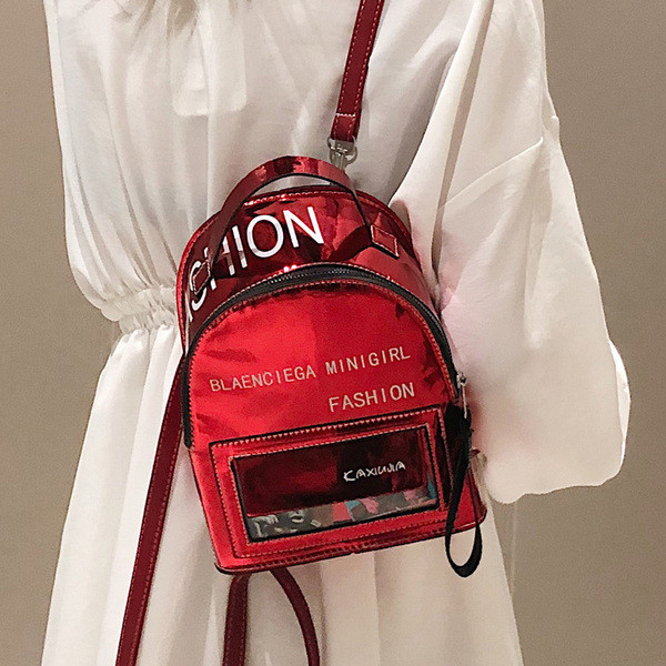 Rucsac de damă la zi, cu inscripții și buzunar