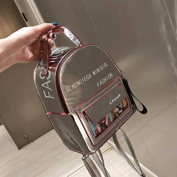 Rucsac de damă la zi, cu inscripții și buzunar