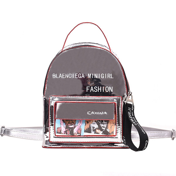 Rucsac de damă la zi, cu inscripții și buzunar