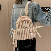 Sieviešu moderna svītraina mugursoma ar kabatu