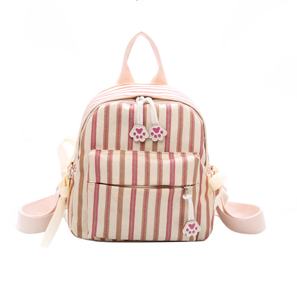 Sieviešu moderna svītraina mugursoma ar kabatu