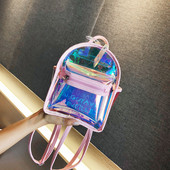 Sieviešu moderna mugursoma ar spīdīgu efektu