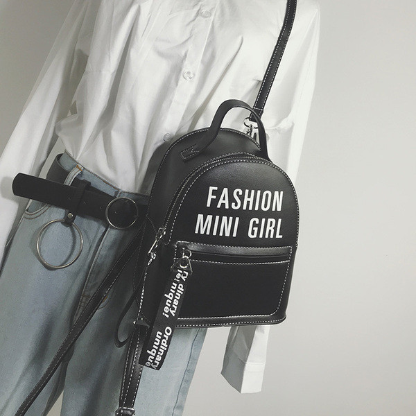 Sieviešu moderna mini mugursoma ar uzrakstiem