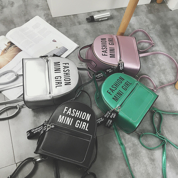 Sieviešu moderna mini mugursoma ar uzrakstiem