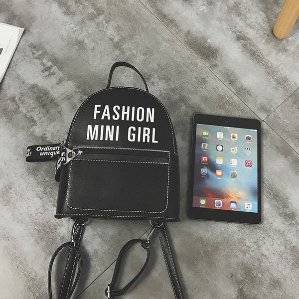 Sieviešu moderna mini mugursoma ar uzrakstiem