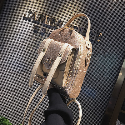 Stilīga sieviešu mugursoma ar rāvējslēdzēju un spīdīgu elementu