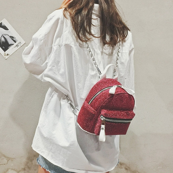 Stilīga sieviešu mini mugursoma ar spīdīgu elementu