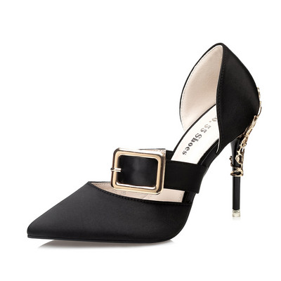 Sieviešu moderni pusatvērtie apavi ar metāla elementu - smails modelis