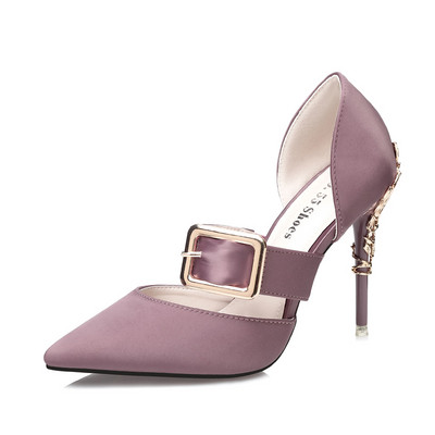 Sieviešu moderni pusatvērtie apavi ar metāla elementu - smails modelis