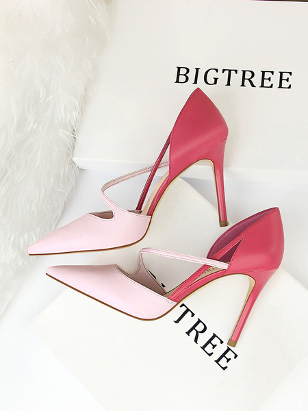 Sieviešu sandaļu smails modelis ar plānu papēdi zaigojošā krāsā