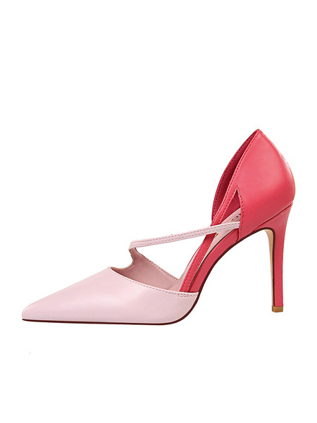 Sieviešu sandaļu smails modelis ar plānu papēdi zaigojošā krāsā