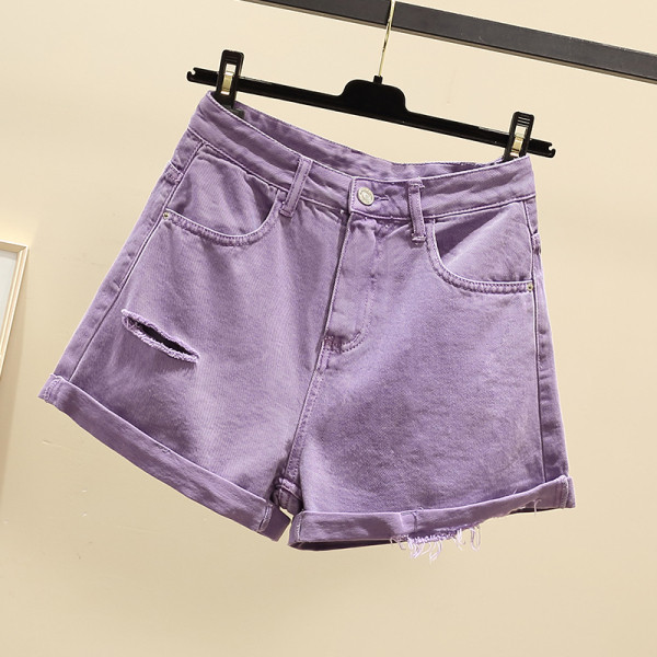 Ежедневни къси дънки с висока талия и скъсани мотиви