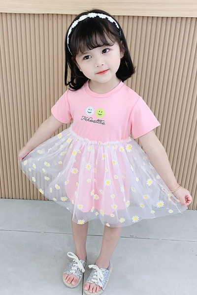 Rochie moderna pentru copii cu imprimeu si tul