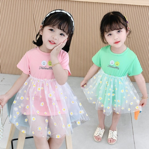 Rochie moderna pentru copii cu imprimeu si tul