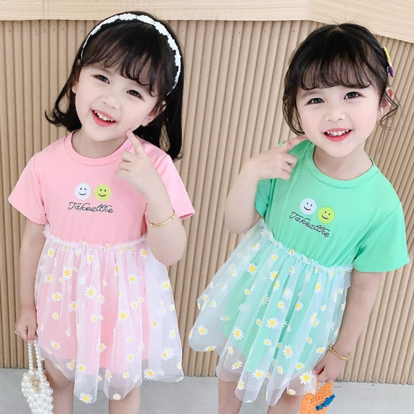 Rochie moderna pentru copii cu imprimeu si tul