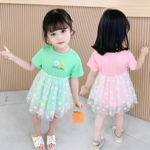 Rochie moderna pentru copii cu imprimeu si tul