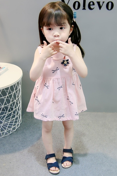 Vabaaja ovaalse kaelusega lastekleit