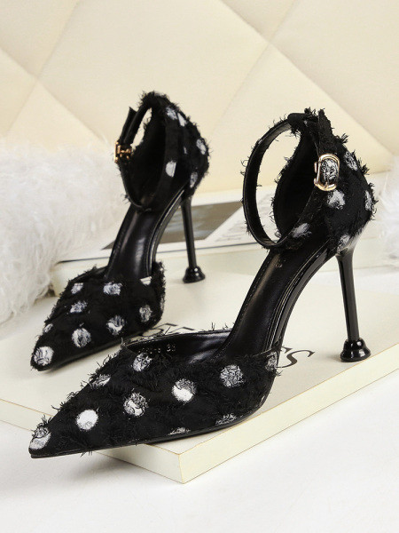 Sandale de dama elegante model ascutit cu bareta la glezna