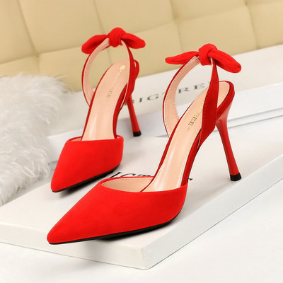 Sandale dama din piele intoarsa model ascutit cu toc subtire