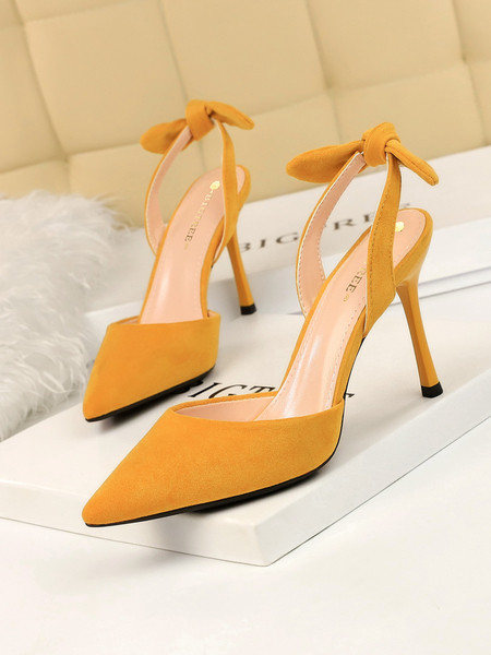 Sandale dama din piele intoarsa model ascutit cu toc subtire