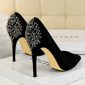 Aktuālās sieviešu kurpes no eko zamšādas ar augstiem papēžiem