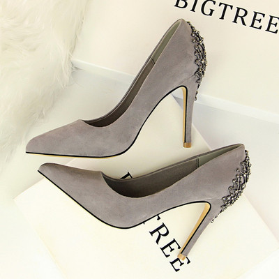 Aktuālās sieviešu kurpes no eko zamšādas ar augstiem papēžiem