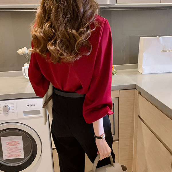 Stiilne naiste särk klassikalise kraega, pikkade varrukatega ja suurustega kuni 4XL