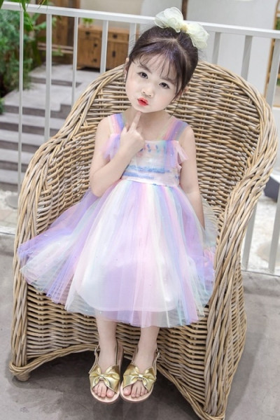 Rochie multicolora pentru copii cu tul