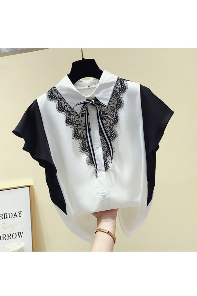 Stílusos női ing rövid ujjal és csipkével