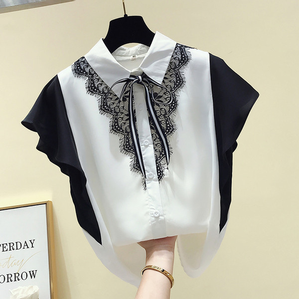 Stílusos női ing rövid ujjal és csipkével