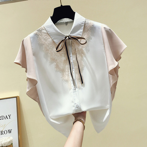 Stílusos női ing rövid ujjal és csipkével