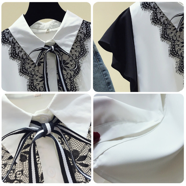 Stílusos női ing rövid ujjal és csipkével