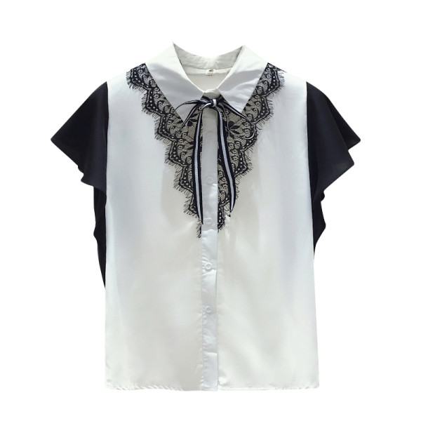 Stílusos női ing rövid ujjal és csipkével