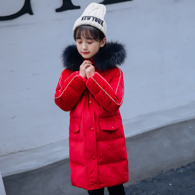 Bērnu silta ziemas jaka meitenēm ar kapuci un noņemamu dūnu