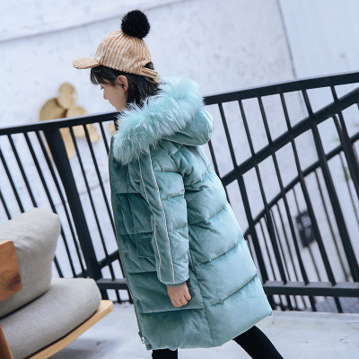 Bērnu silta ziemas jaka meitenēm ar kapuci un noņemamu dūnu