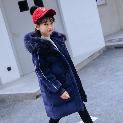 Bērnu silta ziemas jaka meitenēm ar kapuci un noņemamu dūnu