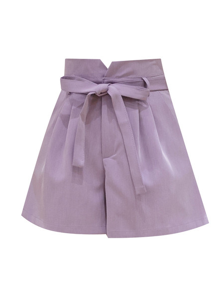 Naiste lühikesed püksid kõrge vöökoha ja lipsudega