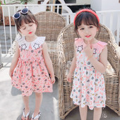 Bērnu kleita ar apdruku un apkakli