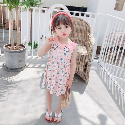 Bērnu kleita ar apdruku un apkakli