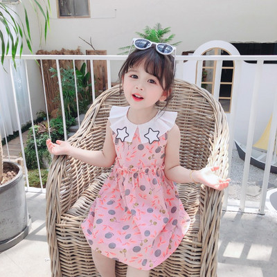 Bērnu kleita ar apdruku un apkakli