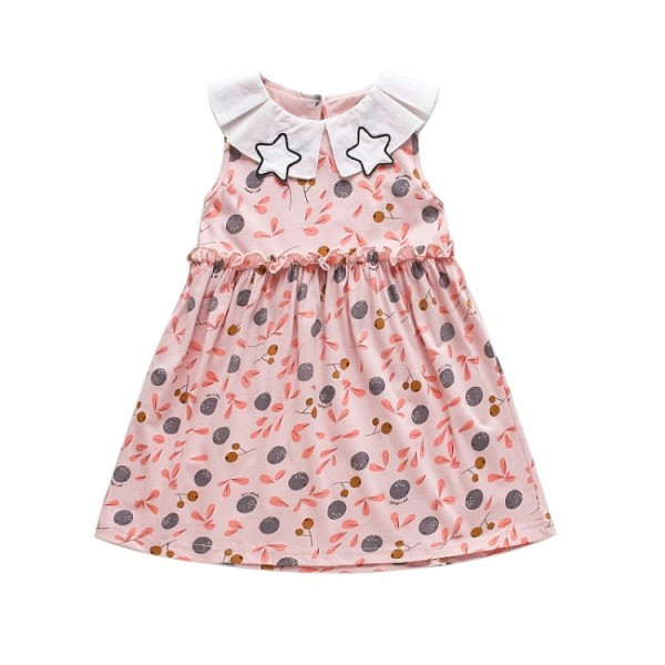 Bērnu kleita ar apdruku un apkakli