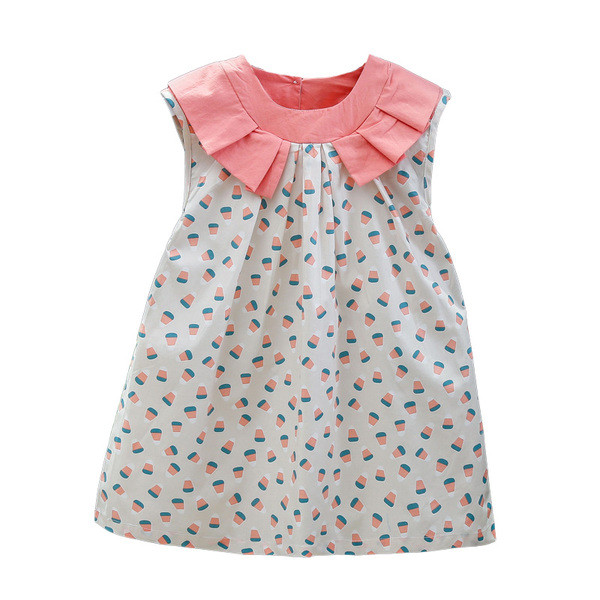 Bērnu kleita ar apkakli un apdruku