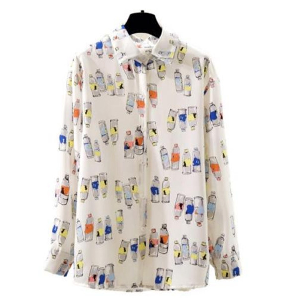 Sieviešu krekls ar garām piedurknēm, klasiska apkakle un pogas